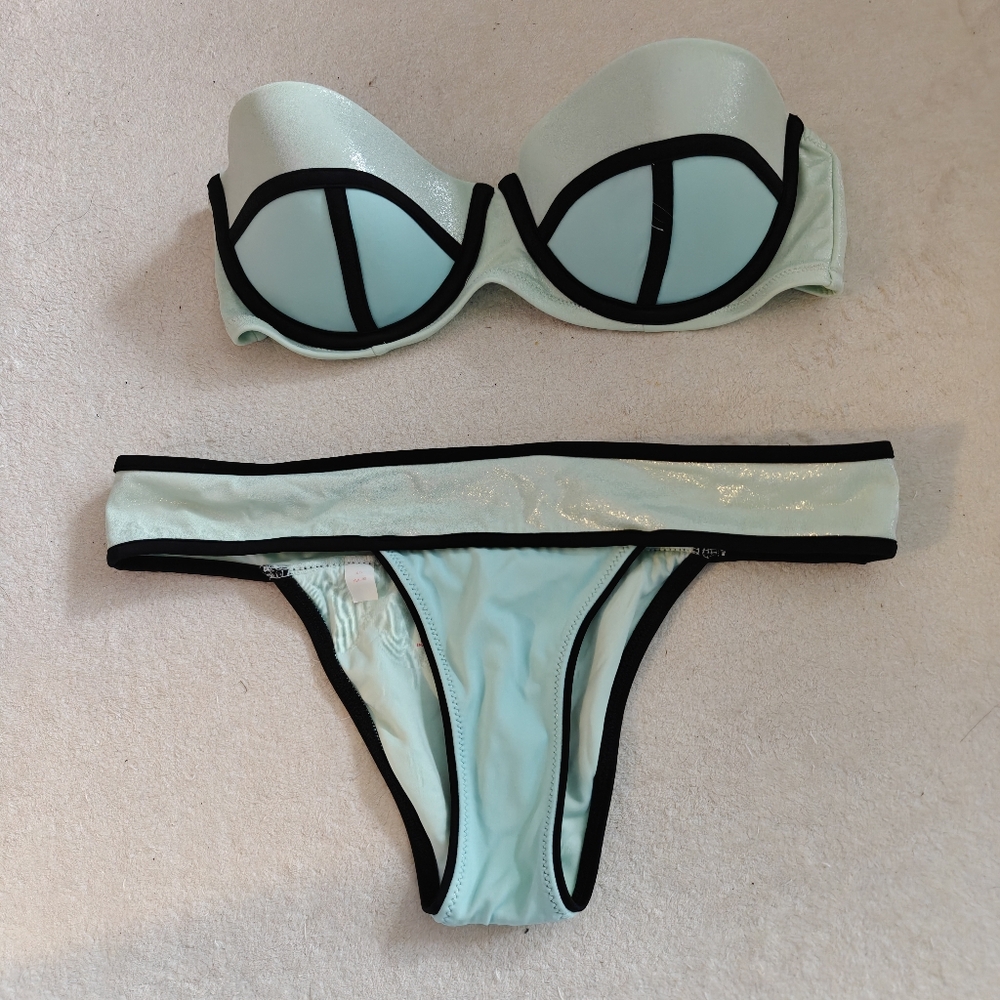Victoria's Secret Light Blue Bikini with Black Trim -vintage iconic